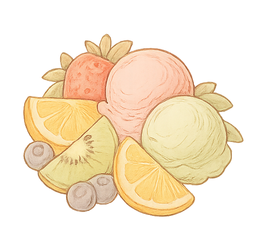 Fruta y helado
