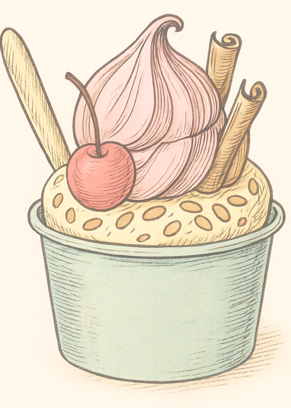 Ilustración de una copa de helado